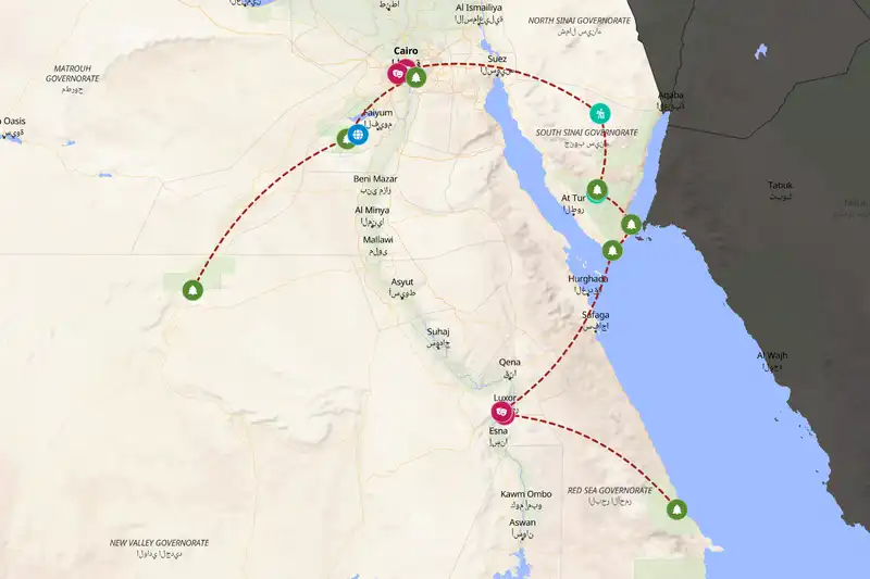 Example Egypt itinerary planner route