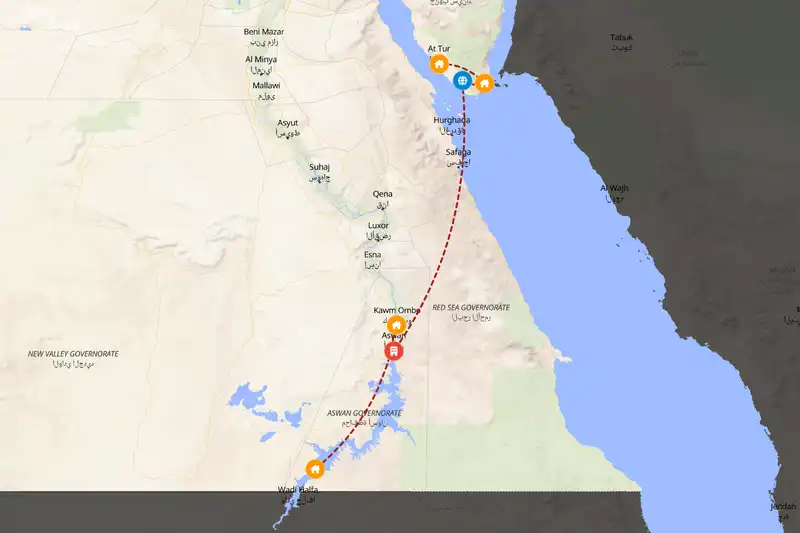 Example Egypt itinerary planner route
