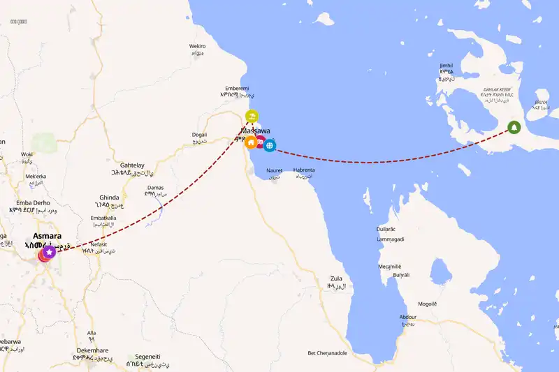 Example Eritrea itinerary planner route
