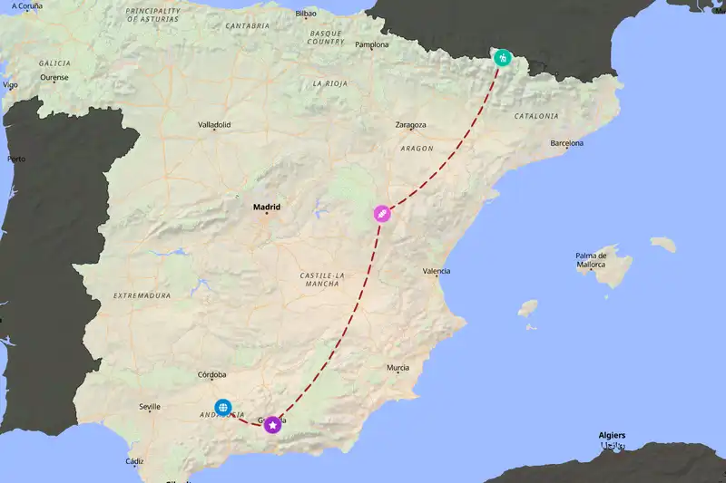Example Spain itinerary planner route