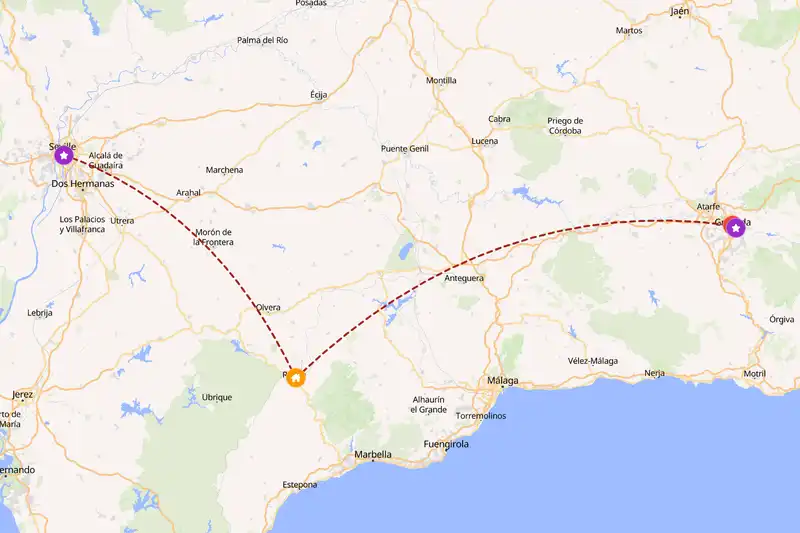 Example Spain itinerary planner route
