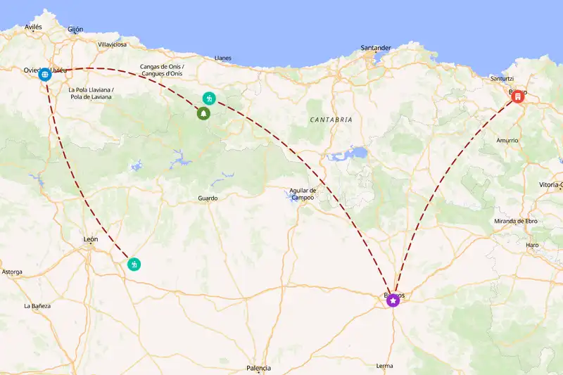 Example Spain itinerary planner route