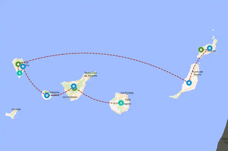 Example Spain itinerary planner route
