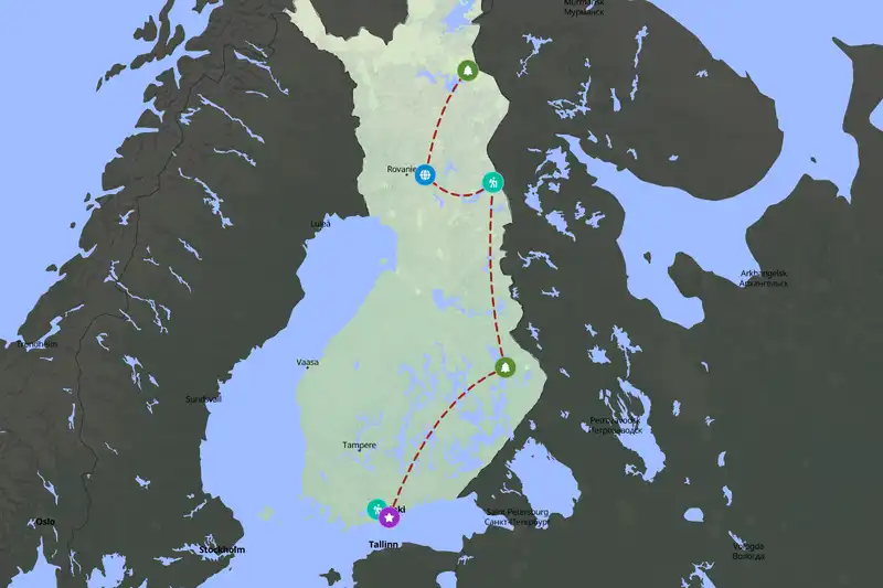 Example Finland itinerary planner route