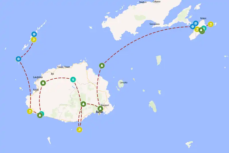 Example Fiji itinerary planner route