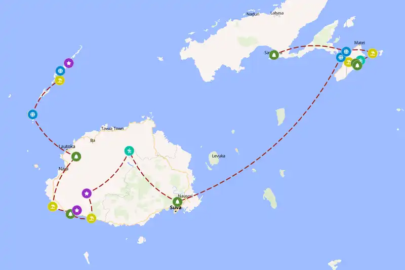 Example Fiji itinerary planner route