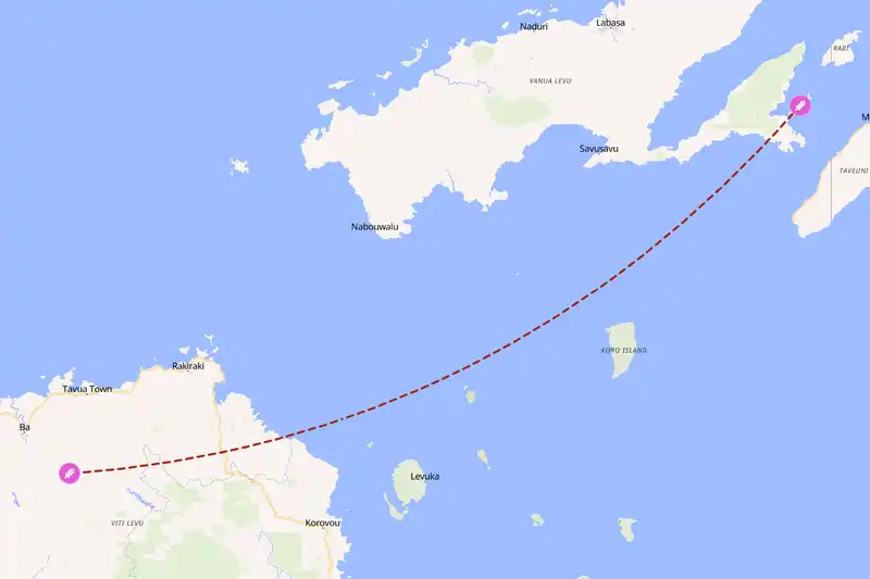 Example Fiji itinerary planner route