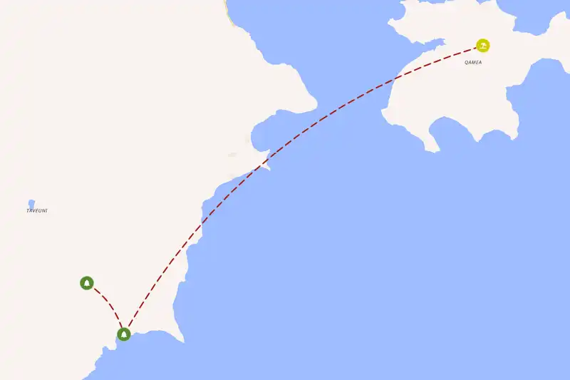 Example Fiji itinerary planner route