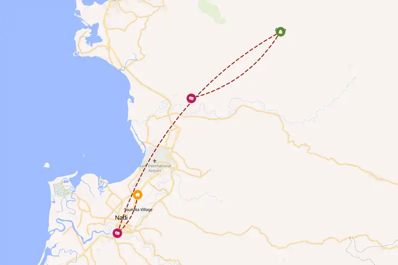 Example Fiji itinerary planner route