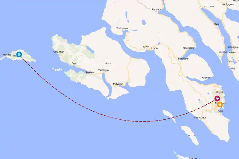 Example Faroe Islands itinerary planner route