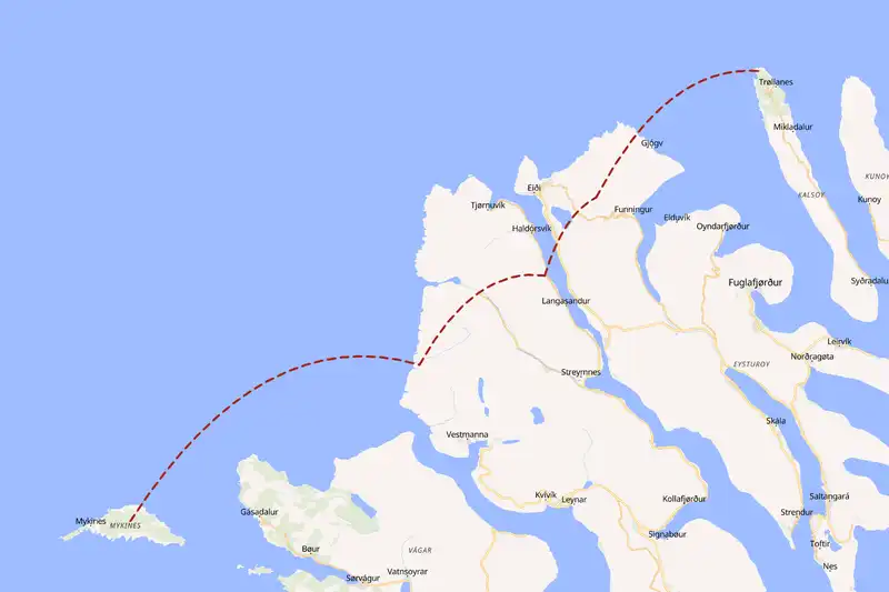 Example Faroe Islands itinerary planner route