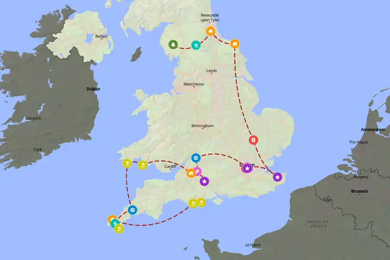 Example United Kingdom itinerary planner route