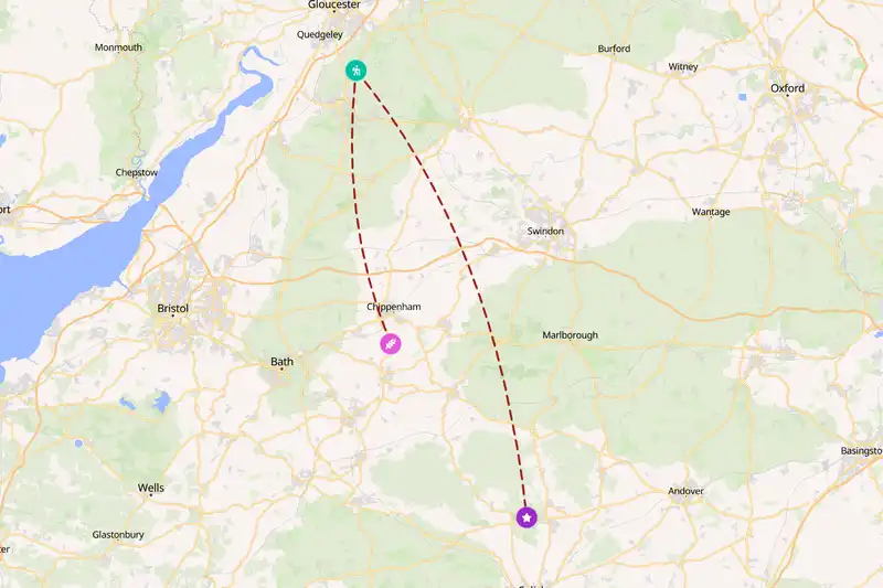 Example United Kingdom itinerary planner route