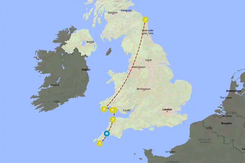 Example United Kingdom itinerary planner route