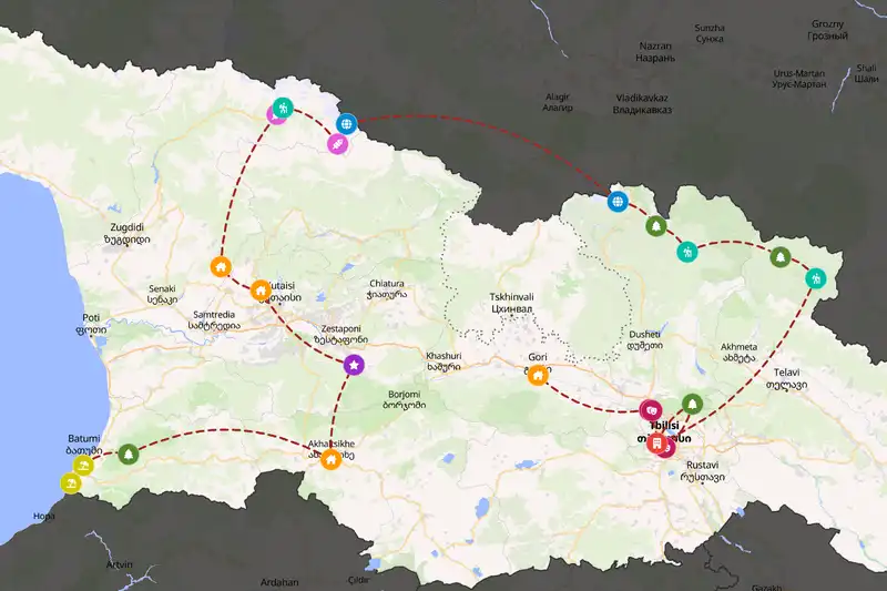 Example Georgia itinerary planner route