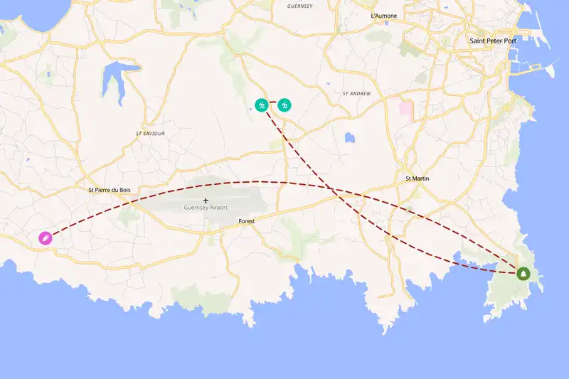 Example Guernsey itinerary planner route