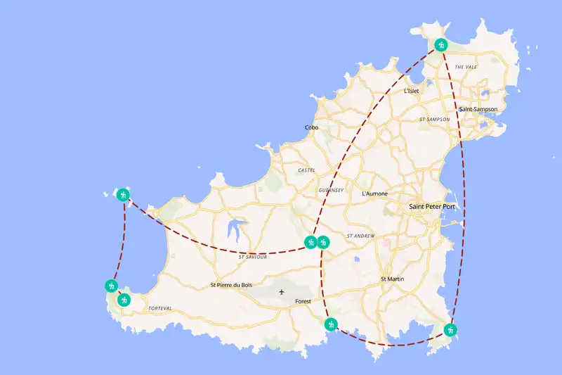 Example Guernsey itinerary planner route