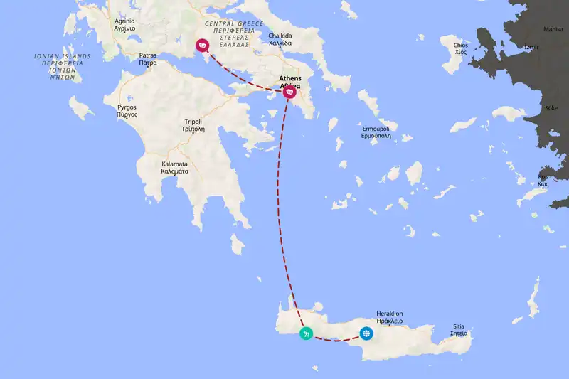 Example Greece itinerary planner route