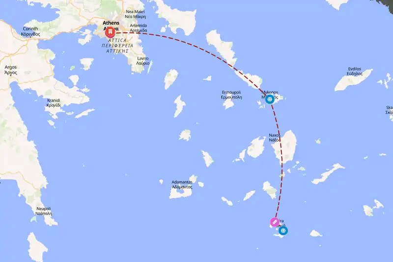 Example Greece itinerary planner route