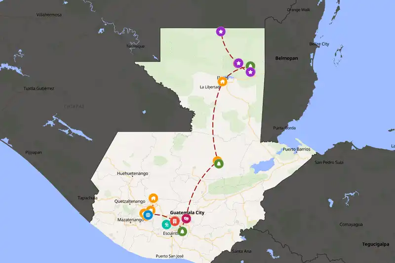 Example Guatemala itinerary planner route