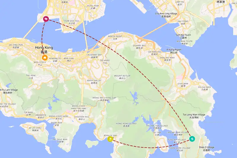 Example Hong Kong itinerary planner route