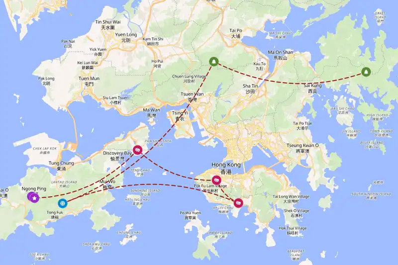 Example Hong Kong itinerary planner route