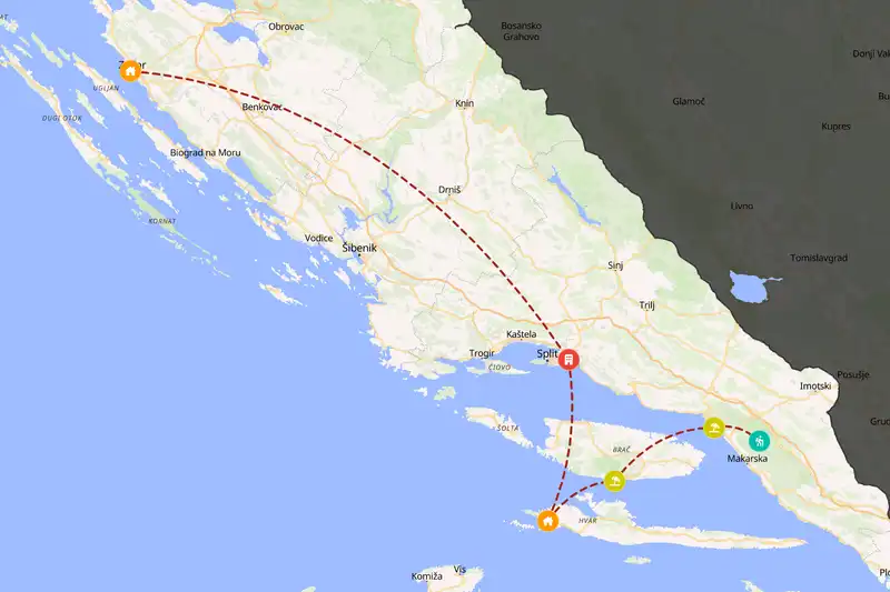 Example Croatia itinerary planner route