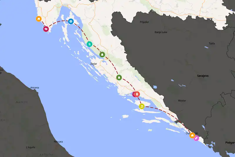 Example Croatia itinerary planner route