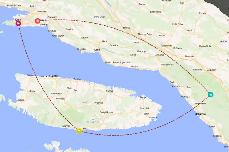 Example Croatia itinerary planner route