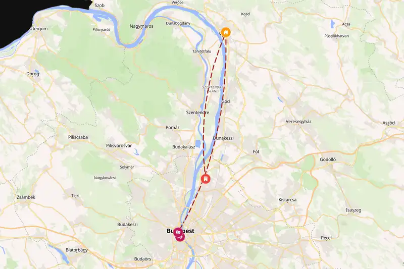 Example Hungary itinerary planner route