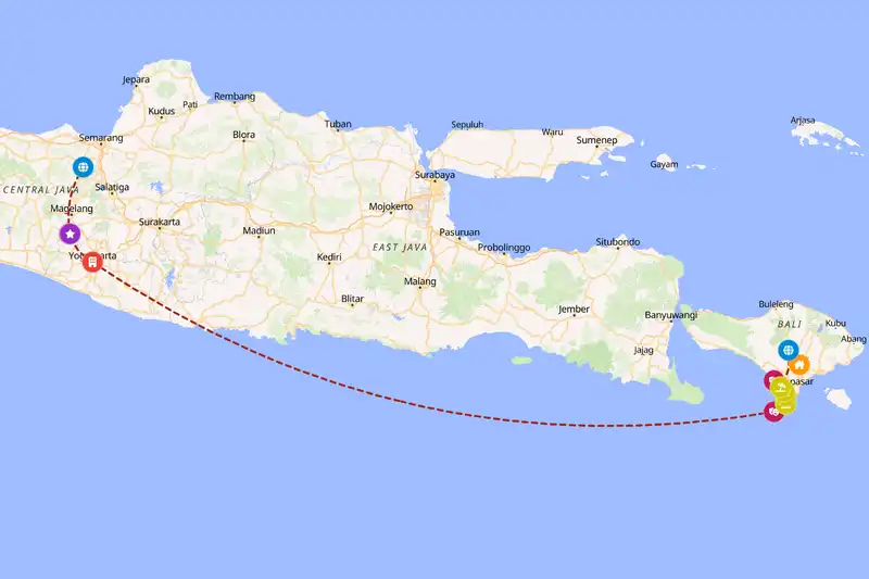 Example Indonesia itinerary planner route