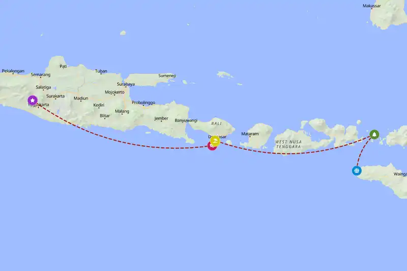 Example Indonesia itinerary planner route