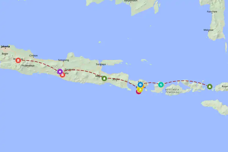 Example Indonesia itinerary planner route