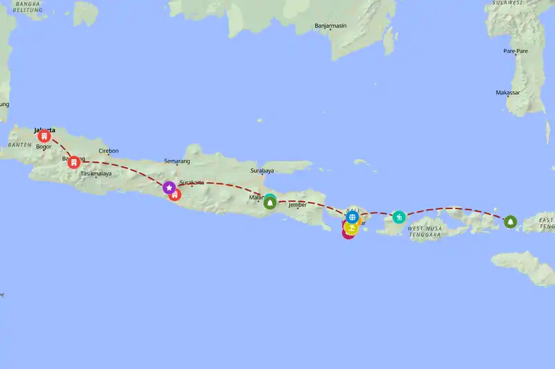 Example Indonesia itinerary planner route