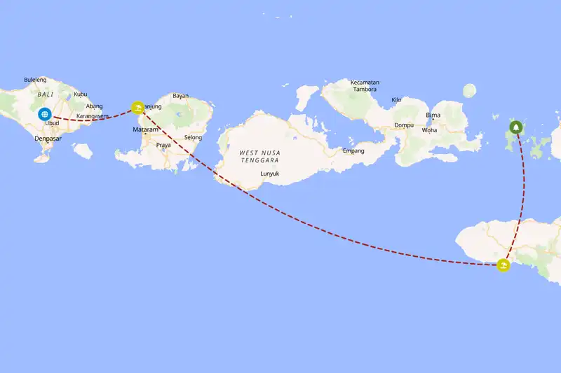 Example Indonesia itinerary planner route