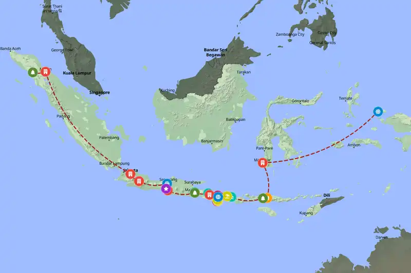 Example Indonesia itinerary planner route