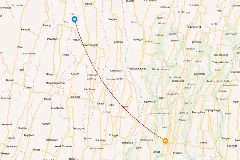 Example Indonesia itinerary planner route