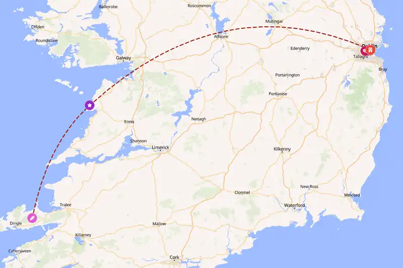 Example Ireland itinerary planner route
