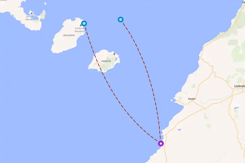 Example Ireland itinerary planner route