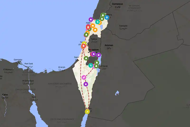 Example Israel itinerary planner route