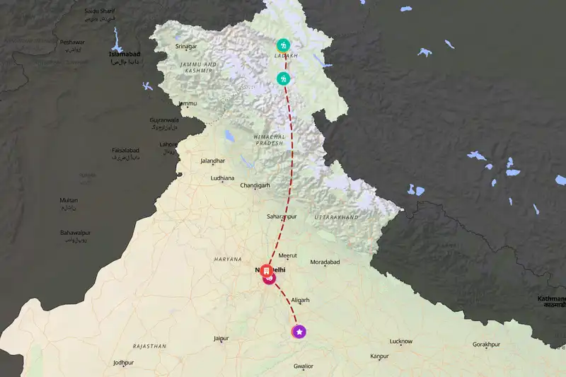 Example India itinerary planner route