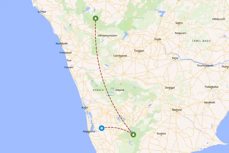 Example India itinerary planner route