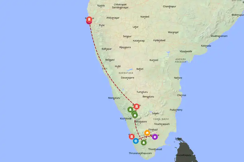 Example India itinerary planner route