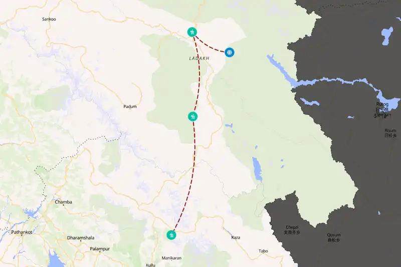 Example India itinerary planner route