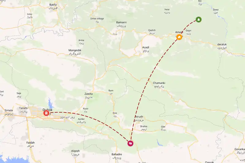 Example Iraq itinerary planner route