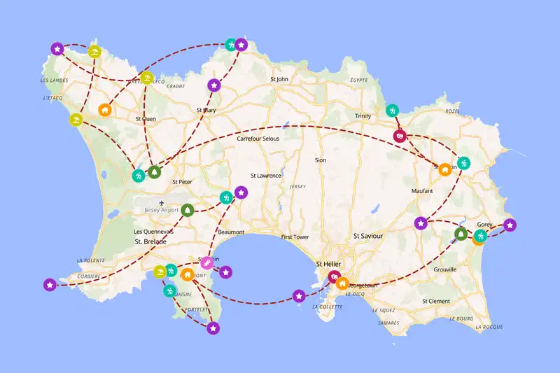 Example Jersey itinerary planner route