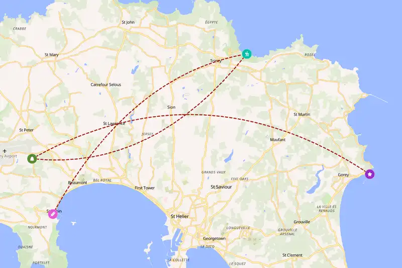 Example Jersey itinerary planner route