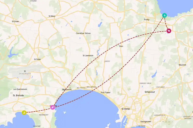Example Jersey itinerary planner route