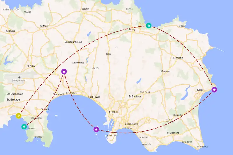 Example Jersey itinerary planner route