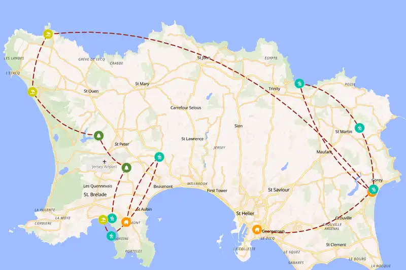 Example Jersey itinerary planner route